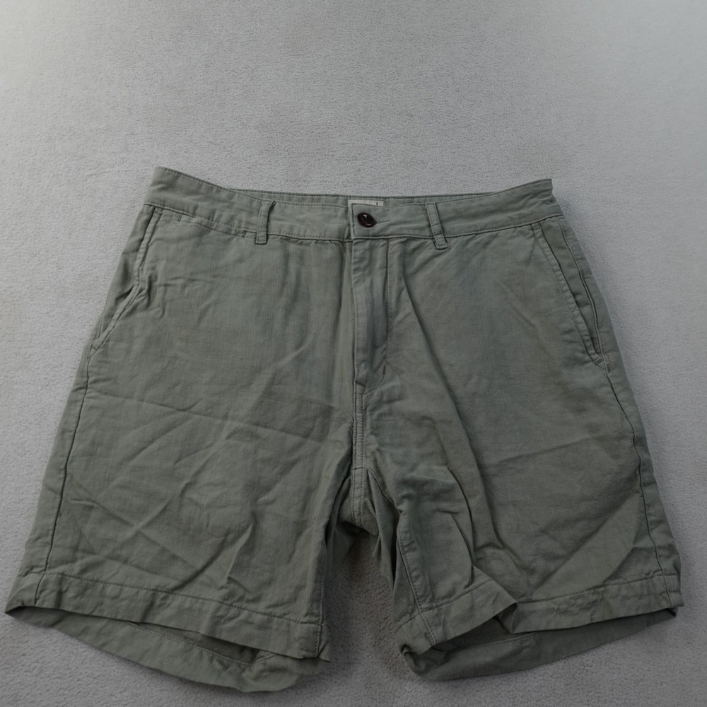 Flint and Tinder 365 Cotton Linen Shorts Mens 32 Sage Green 7" Huckberry Chino